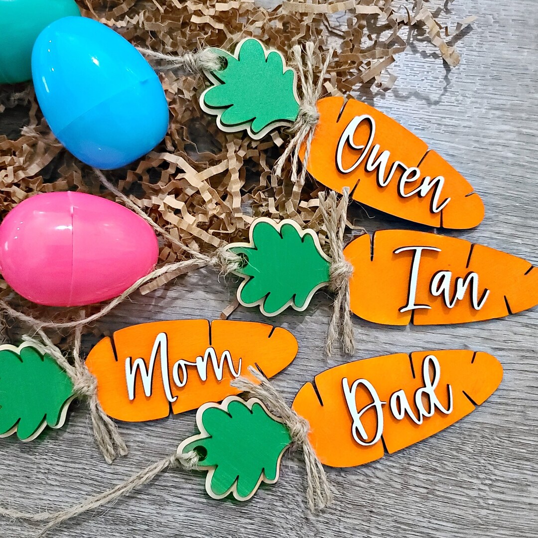 Personalized Easter Basket Name Tag Custom Carrot Tags Etsy