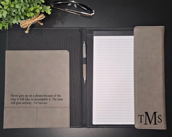 Personalized Notebook | Custom Engraved Portfolio with Refillable Notepad | Graduation Gift | Personalized Business Gift