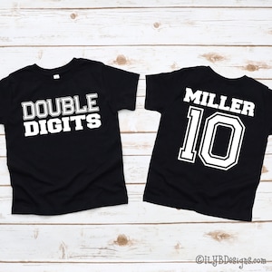 Camiseta personalizada para el décimo cumpleaños: dos dígitos, nombre personalizado