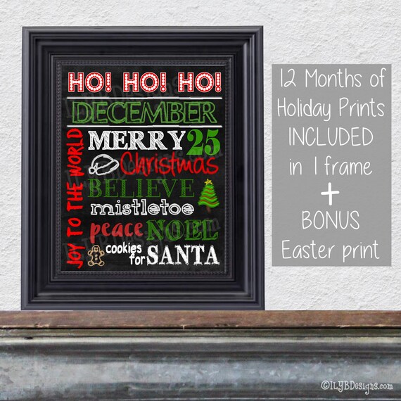Christmas Decorations Sign Christmas Subway Art Chalkboard