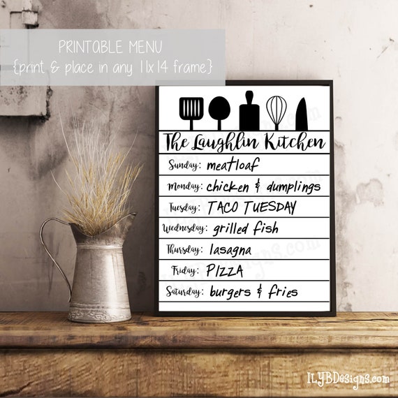 Kitchen Menu Board