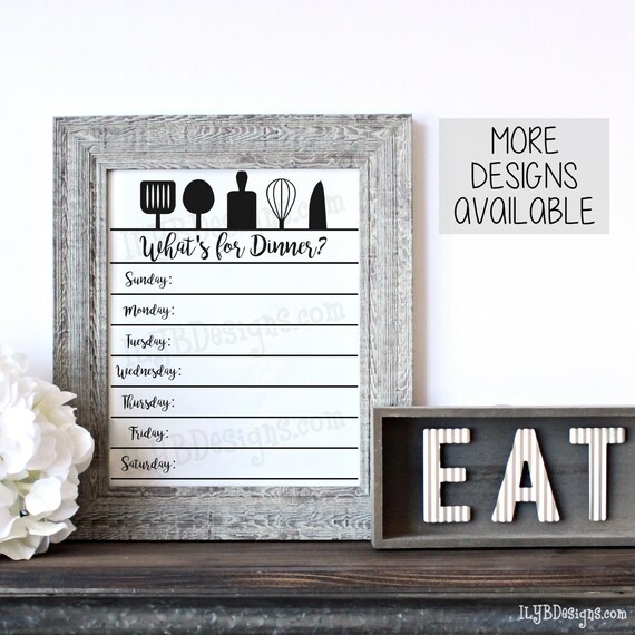 Weekly Menu Board Personalized - Farmhouse Menu Board - Menu Planner - Dry Erase Menu Board Il_570xn