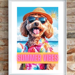 Cockapoo print,  cockapoo wall art,  fun dog print,  cockapoo gift,  dog gift ideas,  cute cockapoo wall art – summer vibes dog print