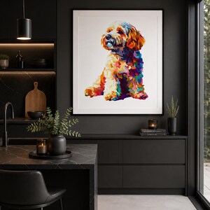Bunter Cockapoo Wand-Kunst-Druck | Lebendiges Hundeportrait Poster | Modernes Hundeliebhaber Geschenk