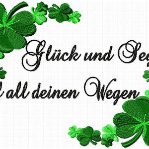 2 embroidery files luck and blessings with clover instant download