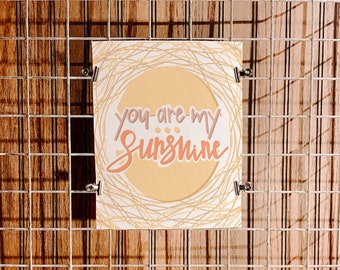 You Are My Sunshine | Canvas Fabric Print | Rustic Decor | Nursery Decor | Home Decor | Hand Lettering | Free US Shipping