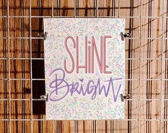 Shine Bright | Canvas Fabric Print | Rustic Decor | Nursery Decor | Home Decor | Hand Lettering | Free US Shipping |