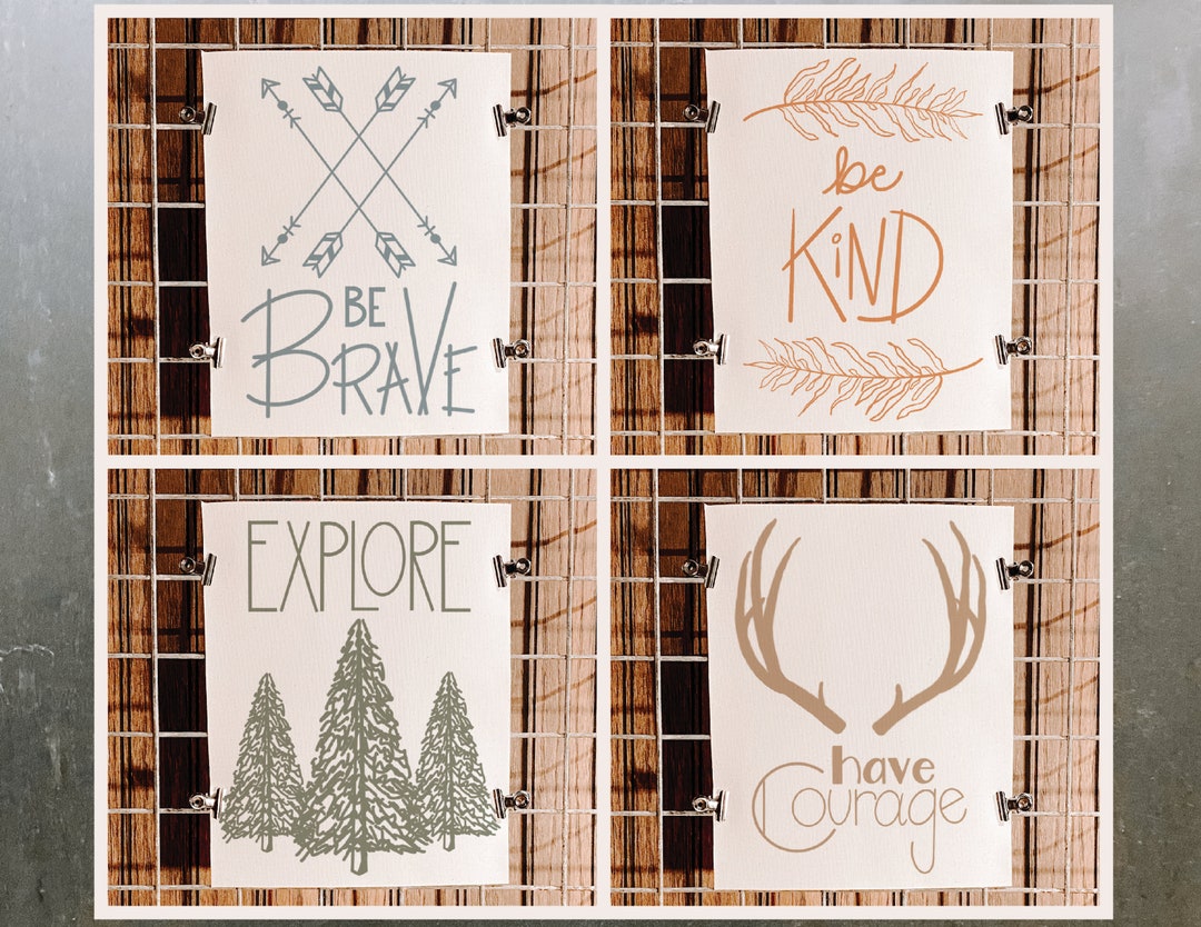 Have Courage, Be Brave, Explore, Be Kind Canvas Fabric Print Set 8x10 ...