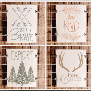 Have Courage, Be Brave, Explore, Be Kind Canvas Fabric Print Set 8x10 ...