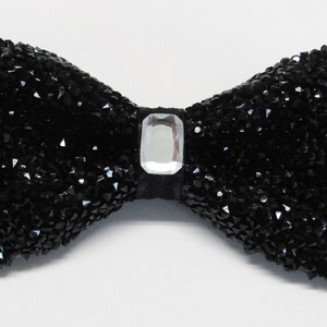 Mens Deep Black Onyx Crystal and Beaded Extra Fancy  Adjustable PreTied Mans Bow Tie