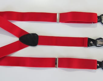 Combination  Suspender / Braces   Set Wear Pant Buttons Or Clips All Provided Red In Color