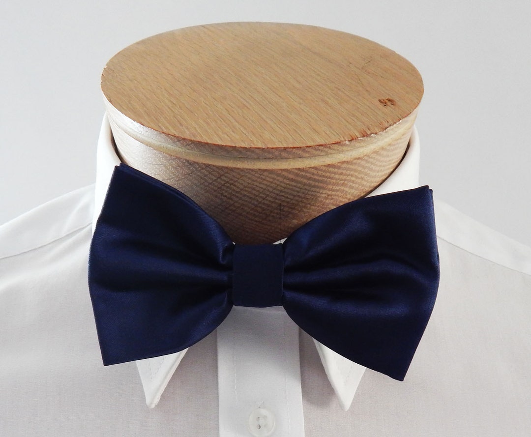 Mens Bowtie Navy Blue Solid Banded Adjustable Neck Pretied Bow - Etsy