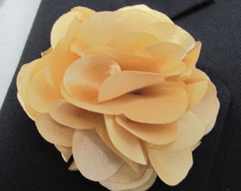 Gold Champagne  Flower Boutonniere With 2 Inch Stick Lapel Pin