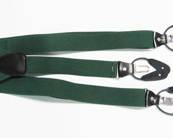 Combination  Suspender / Braces   Set Wear Pant Buttons Or Clips All Provided Forest Green In Color