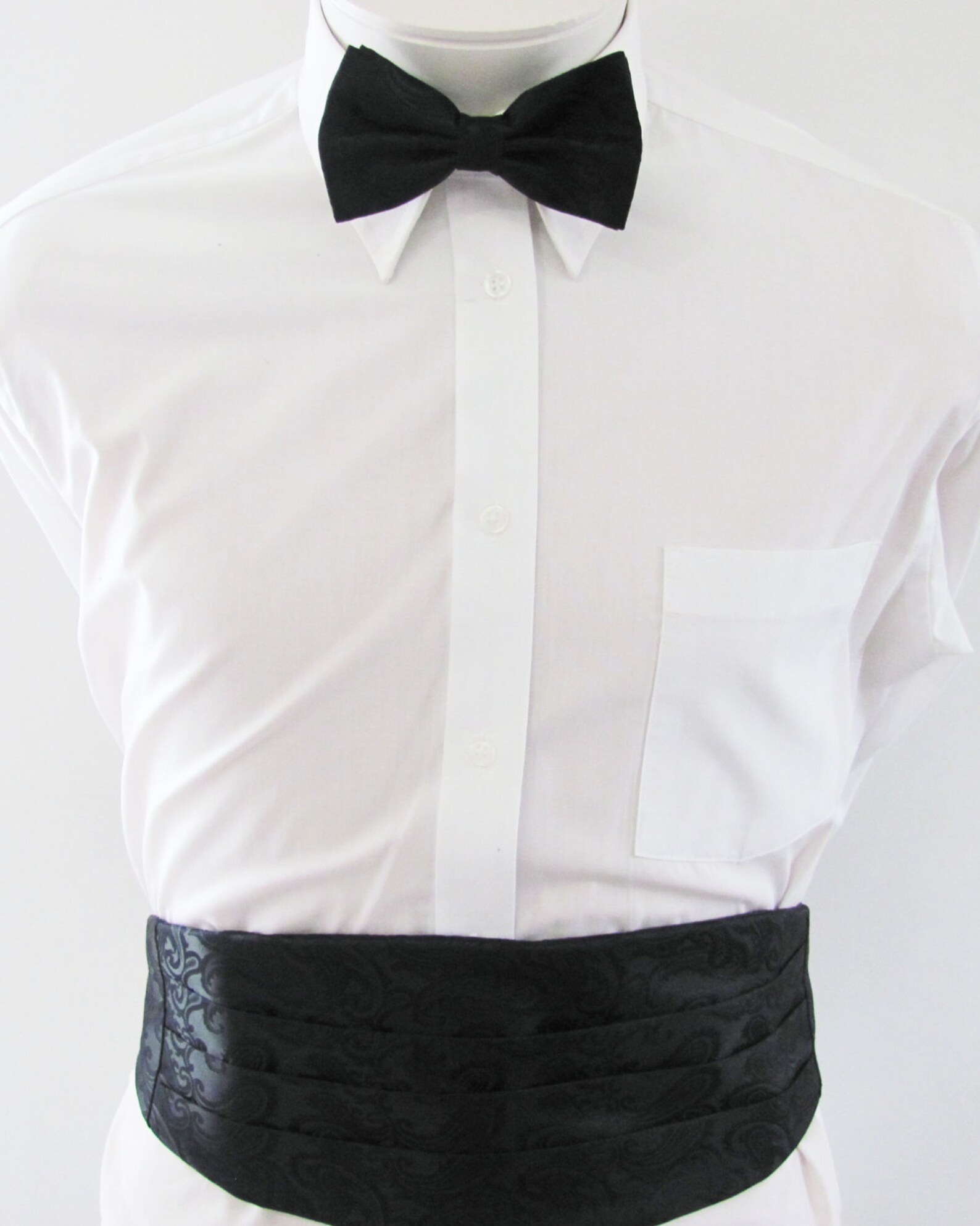 Mens Black Paisley Satin Cummerbund Set Adjustable Back With Etsy