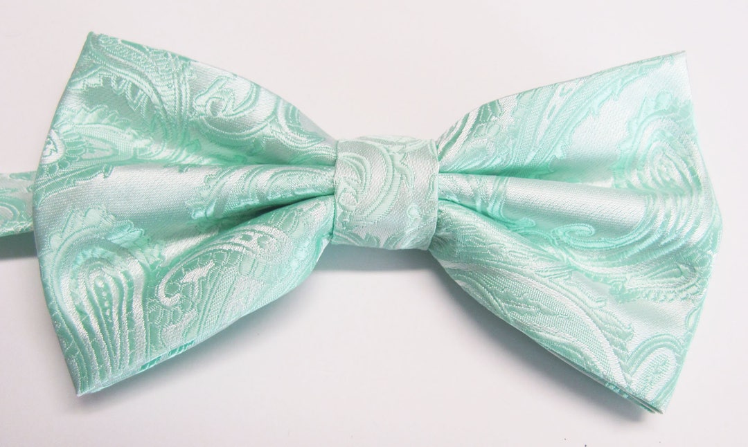Pastel Mint Paisley with Free Pocket Square Design Pre Tied - Etsy