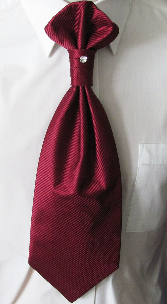 Mens Ascot Tie Burgundy Satin Ribbed Adjustable Neck Mens | Etsy