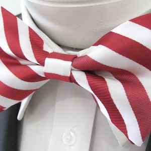 Red And White Stripe Design PreTied Bow Tie image 1