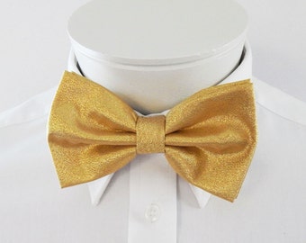 Mens Bowties Lame Extra Fancy Gold Lame Fabric Adjustable Pre Tied Mans Bow Tie With Pocket Square.