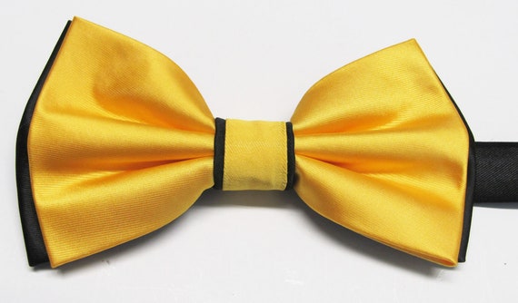 Mens Bow Tie Extra Fancy Two Colors Bright Yellow and Black | Etsy