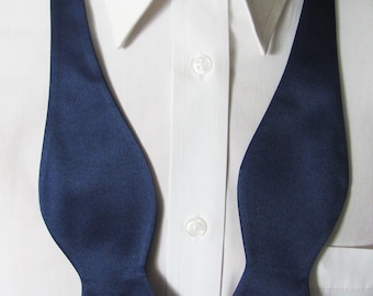 Mens Premium Bowtie Navy Blue Self Tie Bow Tie Adjustable Neck Tie