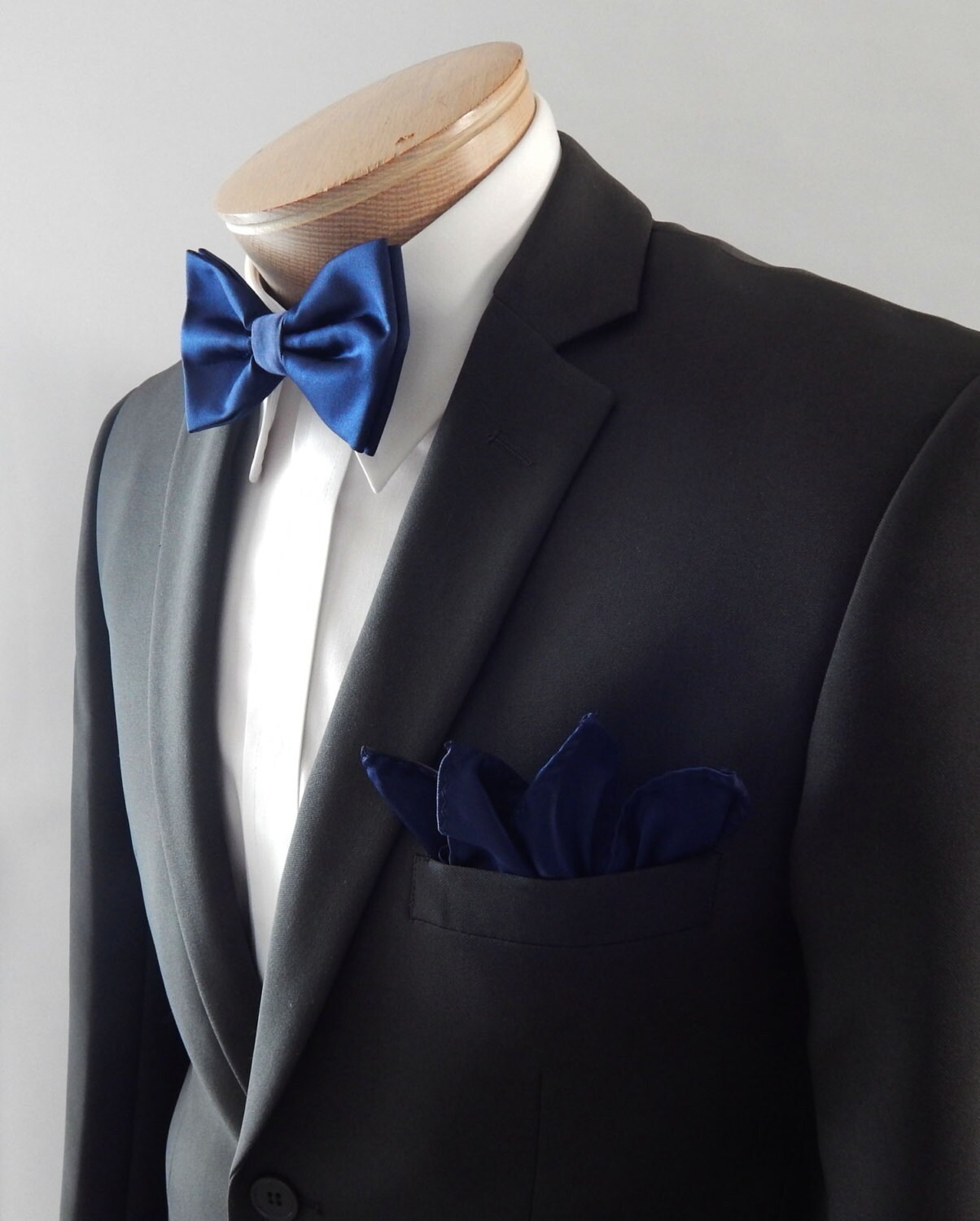 Mens Bowtie Navy Blue Solid Banded Adjustable Neck Pretied Bow - Etsy