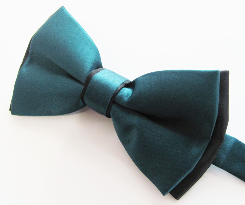 Mens Bow Tie Extra Fancy Teal Green Over Black Two Colored - Etsy
