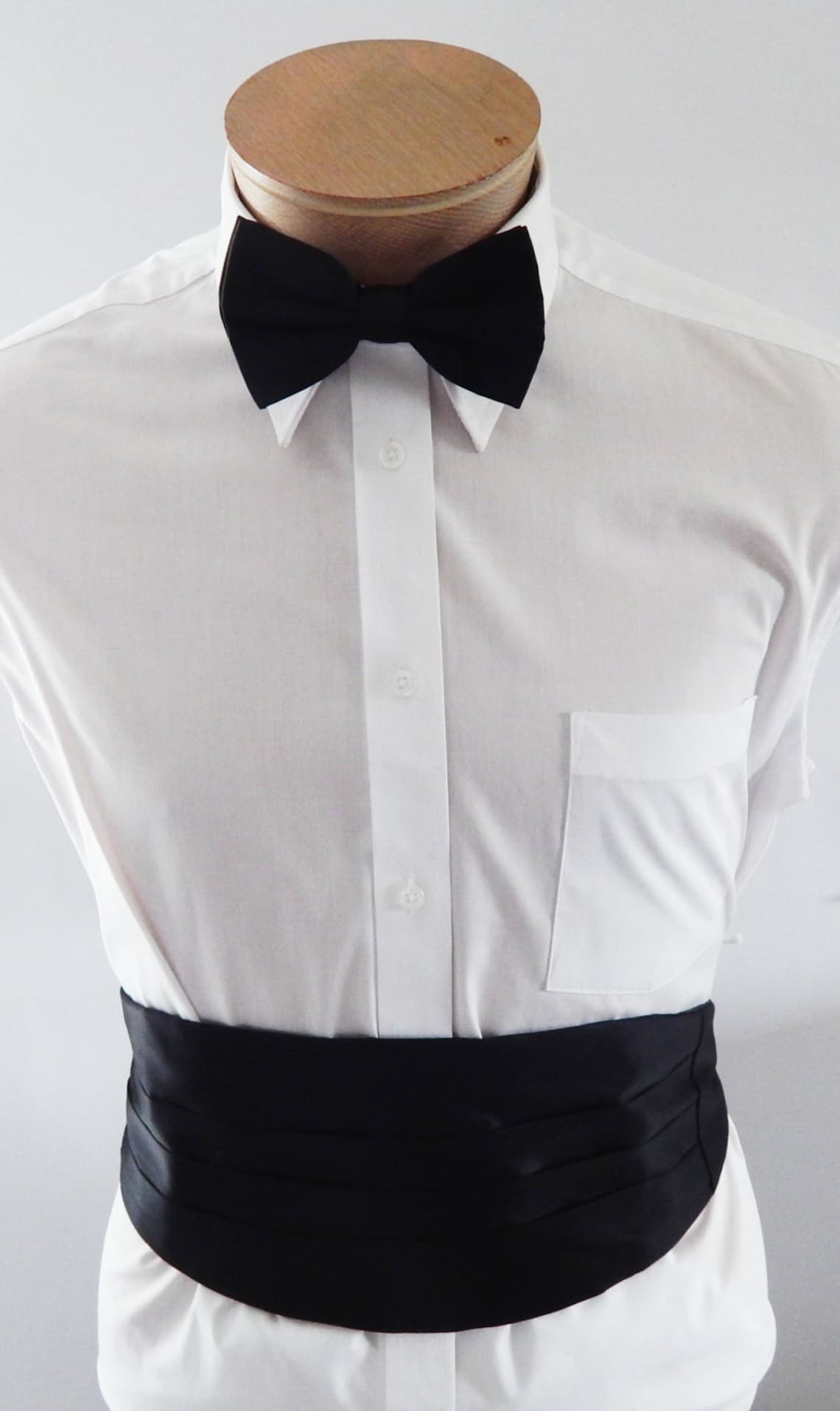Mens Cummerbund Black Satin Cummerbund Set Adjustable Back Etsy