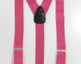 Combination  Suspender / Braces   Set Wear Pant Buttons Or Clips All Provided  Rasberry In Color