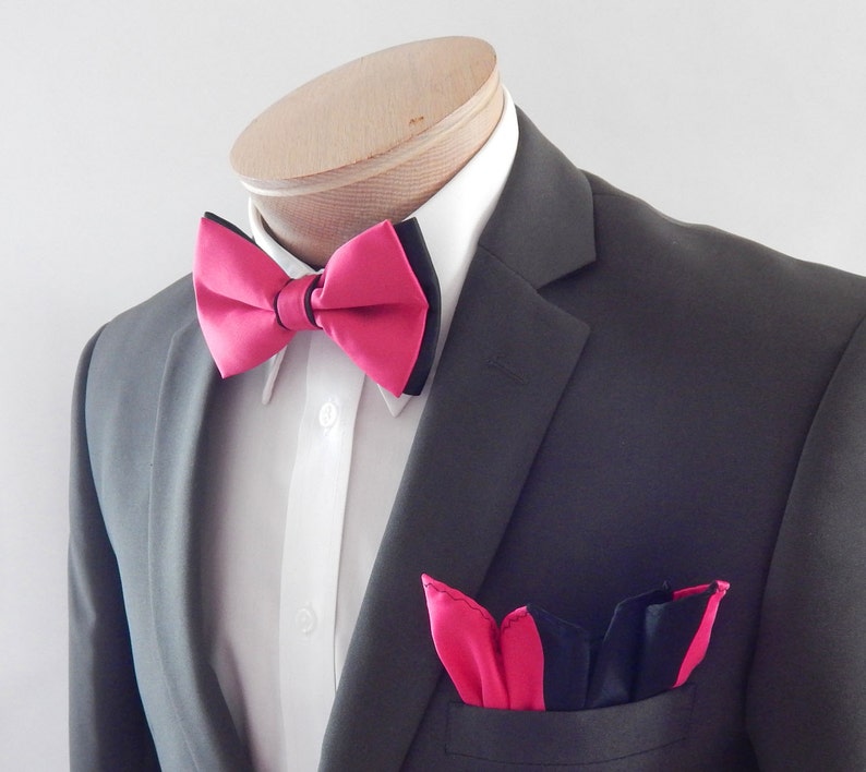 Mens Bow Tie Extra Fancy Two Colored Fabric Pre Tied Bow Tie Etsy