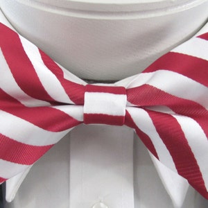 Red And White Stripe Design PreTied Bow Tie image 3