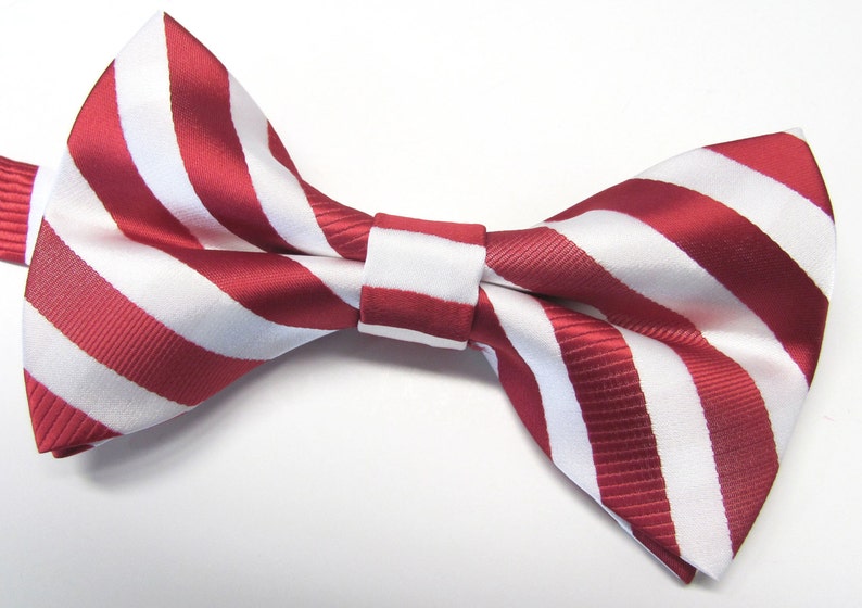 Red And White Stripe Design PreTied Bow Tie image 4