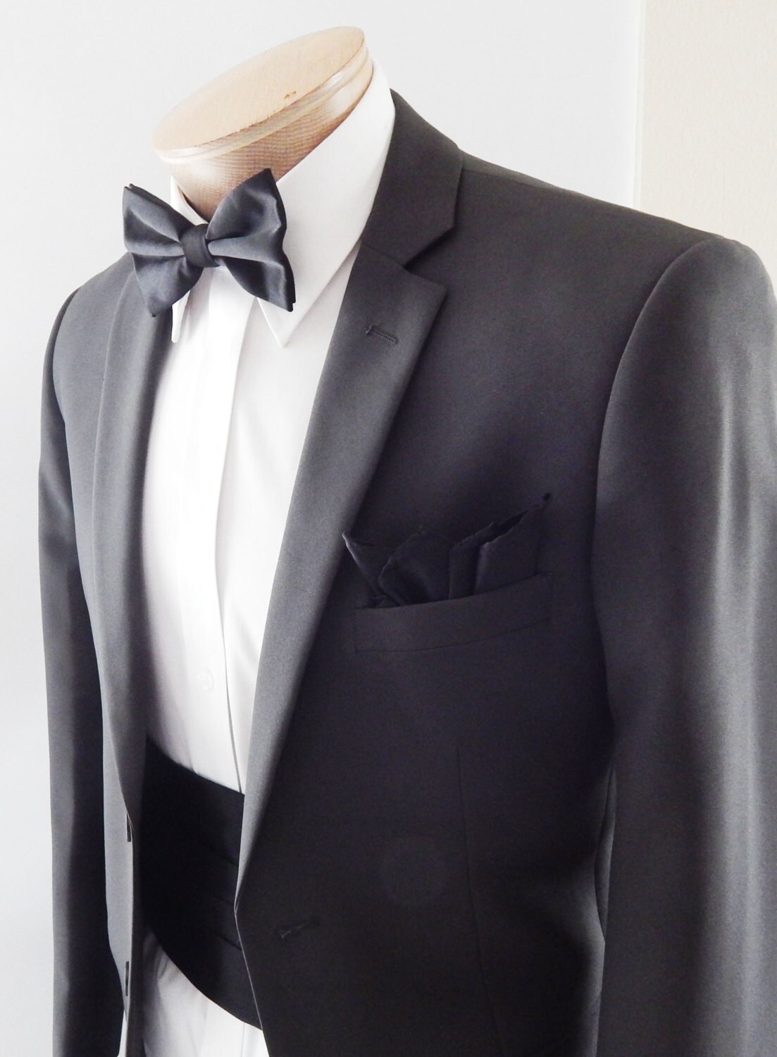 Mens Cummerbund Black Satin Cummerbund Set Adjustable Back Etsy