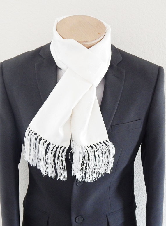 Mens Scarf White Smooth Mens Fashion Scarf -  New Zealand