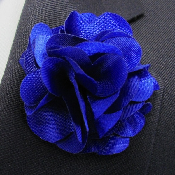 Royal Blue  Flower Boutonniere With 2 Inch Stick Lapel Pin