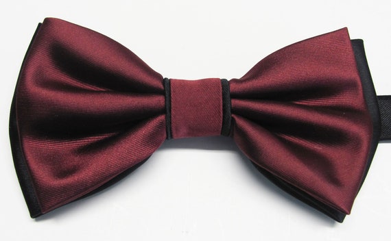 Mens Bow Tie Extra Fancy Two colors Burgundy And Black | Etsy