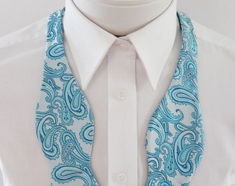 Herren Fliege (mit Einstecktuch) Himmel Marine Blau Paisley Selbstbindung Freestyle Mans Fliege