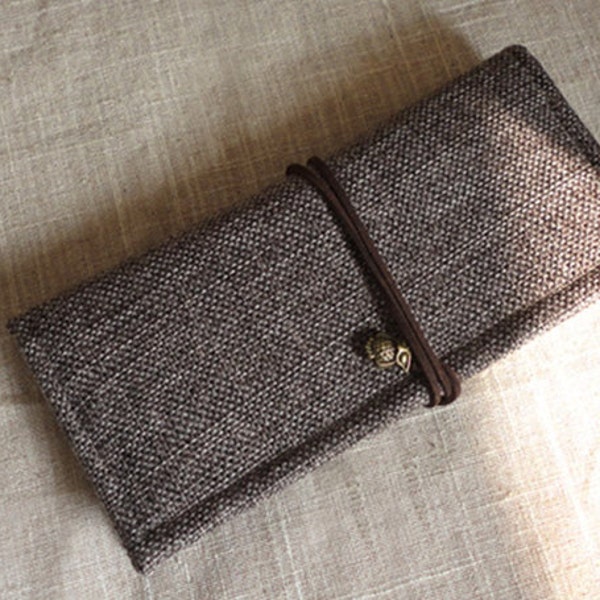 Cotton and Linen wallet, handmade wallet, fasion wallet, woman wallet, long wallet, gift for her,simple wallet,natural style wallet,birthday