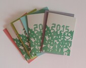 4 cartes de voeux 2015 - Imprimées à la main en linogravure