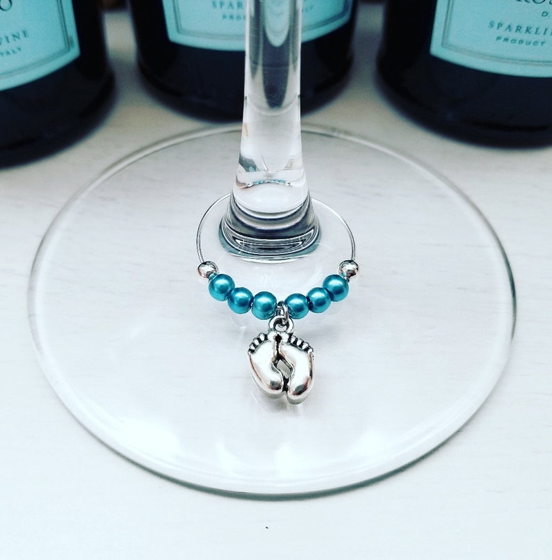 Baby Shower Party Favors Baby Feet Mini Champagne Bottle Tags Custom Colors Baby Shower Gifts Personalized Color Baby Shower blue