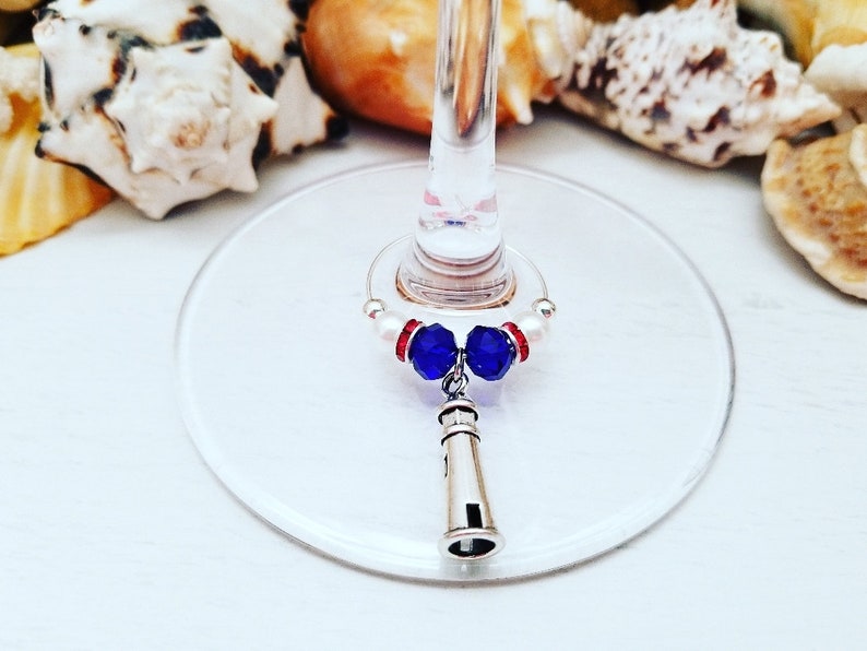 Beach Theme Gift Nautical WINE GLASS CHARMS Set of 5 Etsy