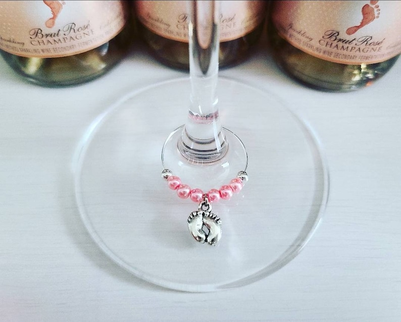 Baby Shower Party Favors Baby Feet Mini Champagne Bottle Tags Custom Colors Baby Shower Gifts Personalized Color Baby Shower rose pink