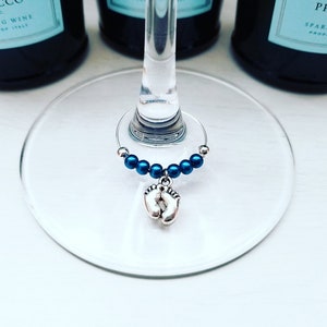 Baby Shower Party Favors Baby Feet Mini Champagne Bottle Tags Custom Colors Baby Shower Gifts Personalized Color Baby Shower dark blue