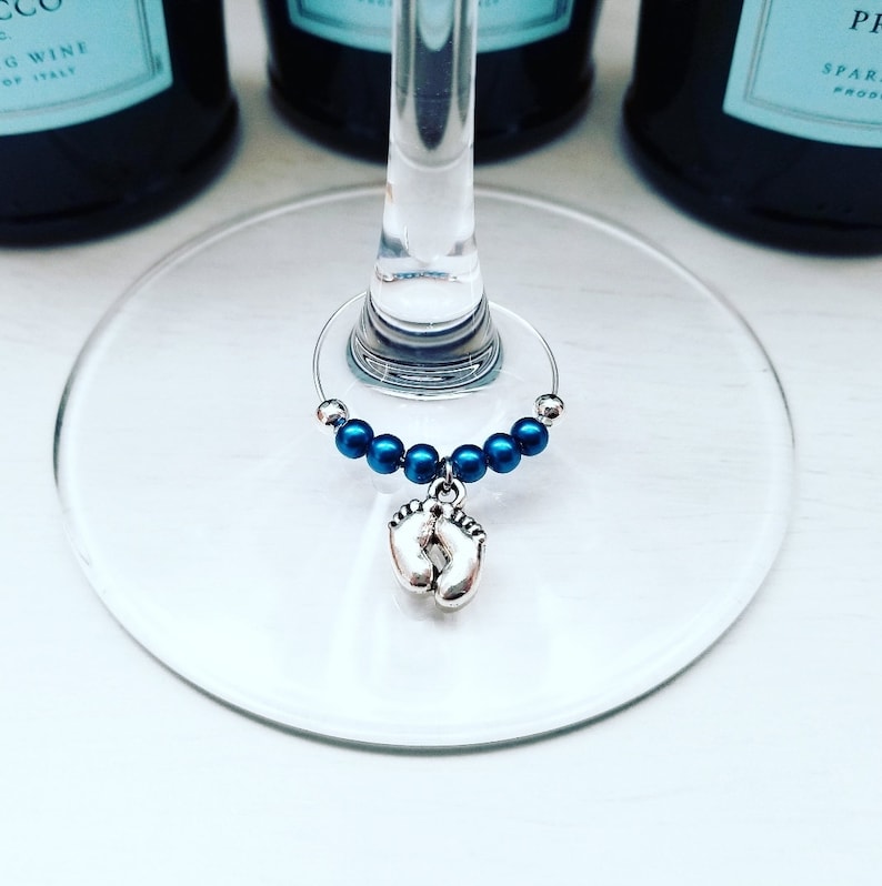 Baby Shower Party Favors Baby Feet Mini Champagne Bottle Tags Custom Colors Baby Shower Gifts Personalized Color Baby Shower dark blue