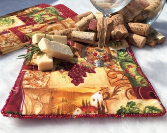 Wine Table Topper - Beaded Wine Lover Gift, Handmade