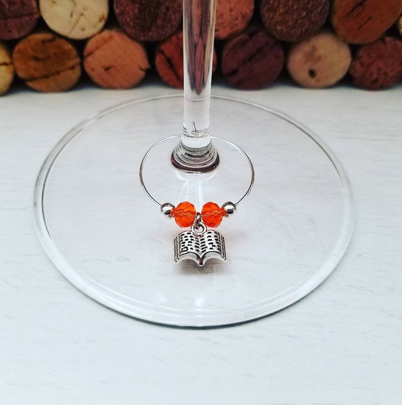 Gift for Book Lover Book WINE GLASS CHARMS Book Club Party Etsy