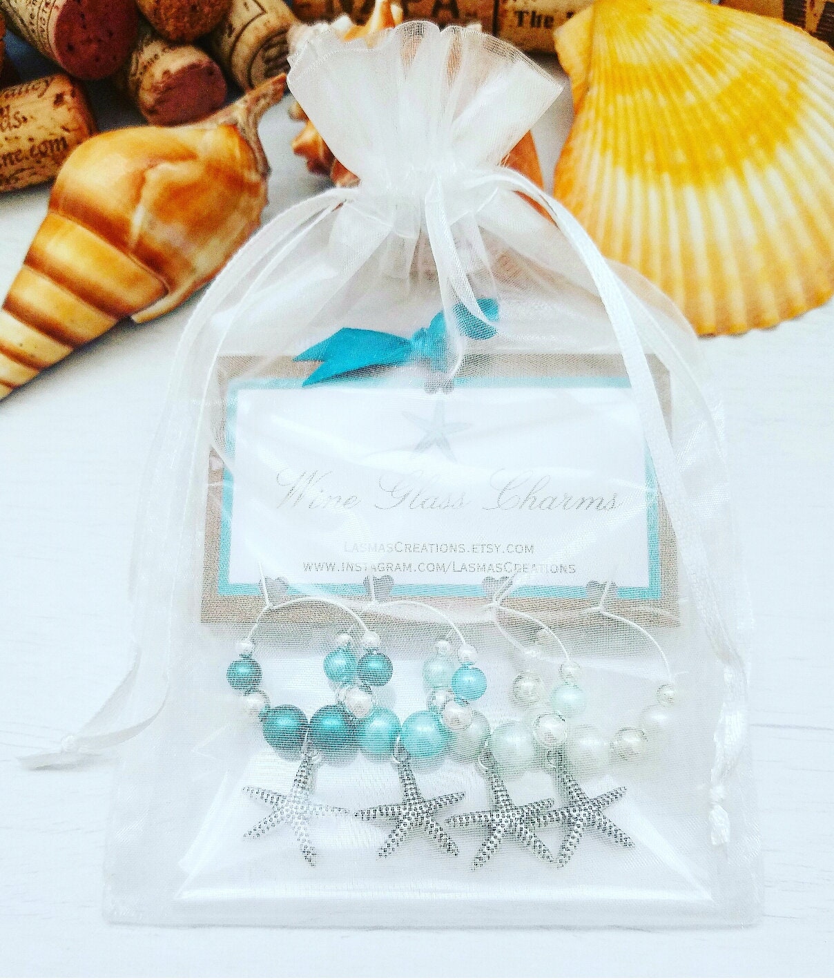 Starfish Wine Glass Charms Set of 4 Beach Theme Gifts | Etsy
