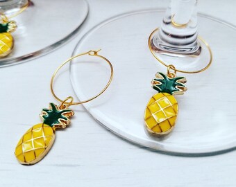 Pineapple Wine Glass Charm Favors - Bachelorette Party Gifts - Party Like A Pineapple - Party Thank You Gifts - Drink Tags Summer Bar Decor