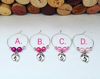 Baby Feet Baby Shower Favors Girl - Wine Charm Favors - Pink Baby Shower Decorations - Girl Gender Reveal