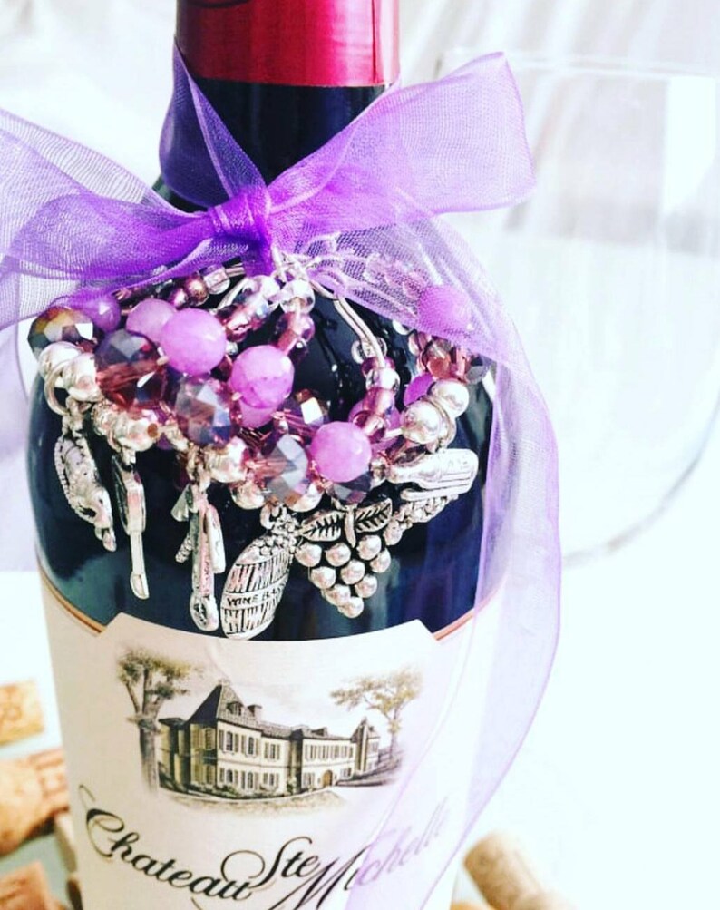 Wine Bridal Shower Favors Purple WINE GLASS CHARMS Set of Etsy
